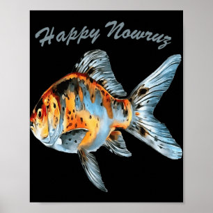 Póster Feliz Nowruz Shubunkin Goldfish Año Nuevo Persa P