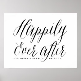 Póster Feliz Nunca Después De Un Poster Boda | Negro