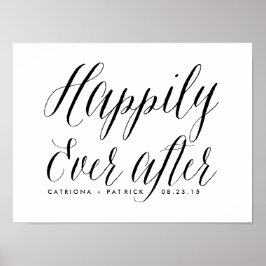 Póster Feliz Nunca Después De Un Poster Boda | Negro