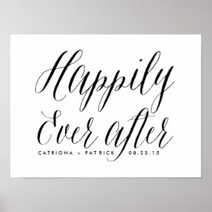 Póster Feliz Nunca Después De Un Poster Boda   Negro