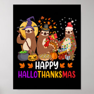 Póster Feliz otoño a los Navidades de Hallothanksmas Slot