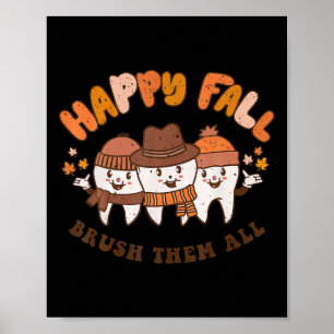Póster Feliz Otoño Cepíllalos Todos Dentista Dientes Día