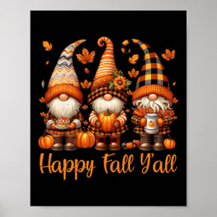 Póster Feliz Otoño Gnome Calabaza Día de Acción de Gracia