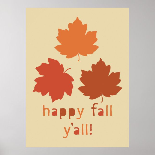 Póster ¡Feliz otoño! Hojas de arce que caen (Frente)