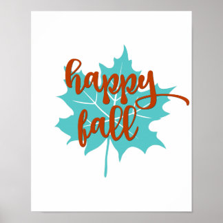 Póster Feliz otoño | Hojas de otoño | Naranja de otoño y 
