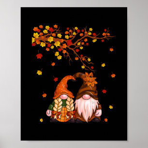 Póster Feliz Otoño Para Todos Gnomos Calabaza Hojas de Ot