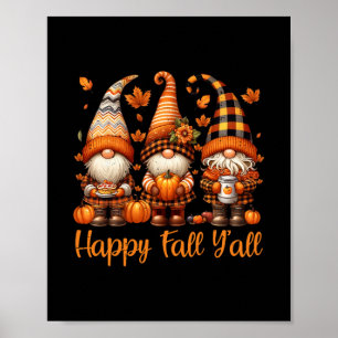 Póster Feliz Otoño Todos Gnomos Calabaza Día de Acción de