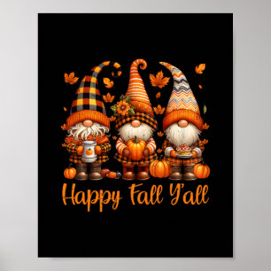 Póster Feliz Otoño Todos Gnomos Calabaza Otoño Día de Acc