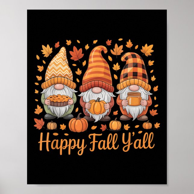 Póster Feliz otoño y todos los Gnome Calabaza otoño Acció (Frente)
