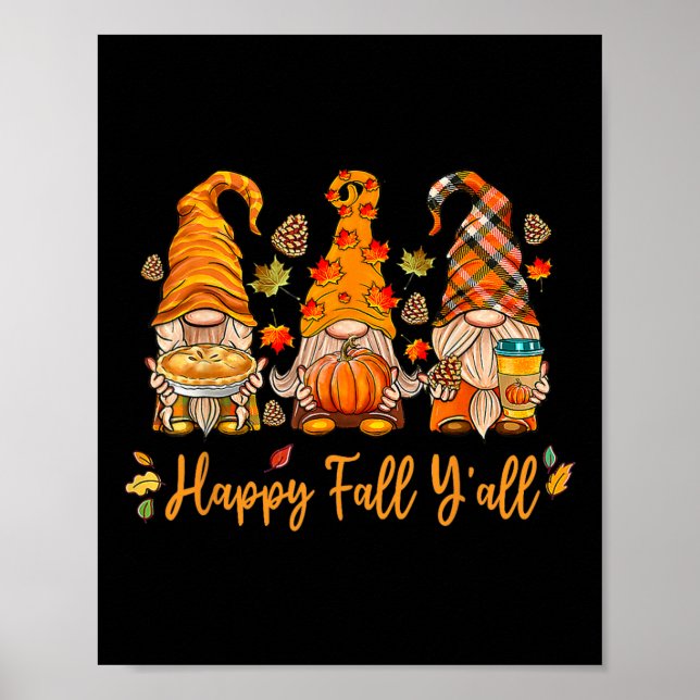 Póster Feliz otoño y todos los Gnome Calabaza otoño Acció (Frente)