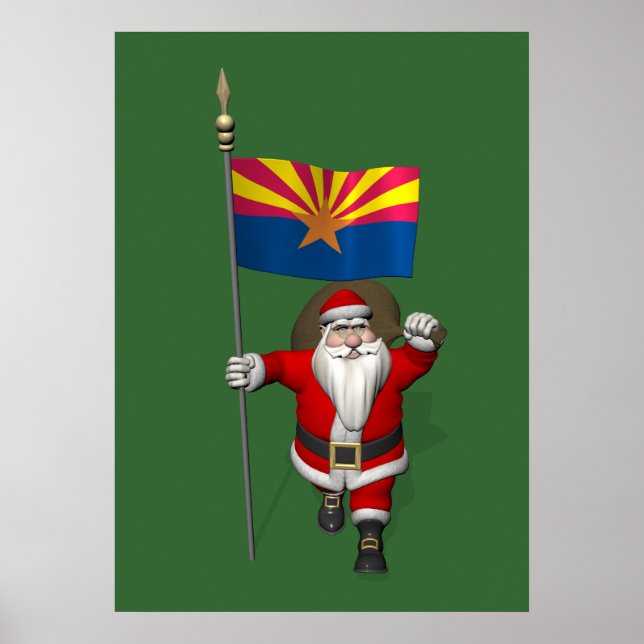 Póster Feliz Papá Noel De Camino A Arizona (Frente)