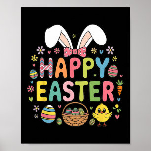 Póster Feliz Pascua 2025 Conejito Lindo Conejo Día de Pas