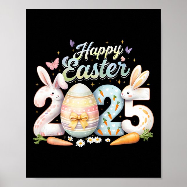 Póster Feliz Pascua 2025 Conejo Conejo Conejo Conejo Face (Frente)