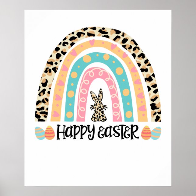 Póster feliz pascua arcoiris, retro, vintage (Frente)