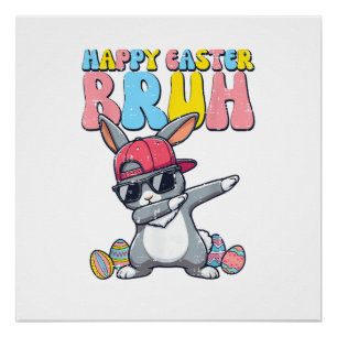 Póster Feliz Pascua Bruh Bunny Dab Rabbit Baile Chicos Ni