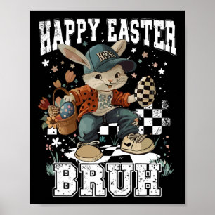 Póster Feliz Pascua Bruh Bunny Patinando Niños