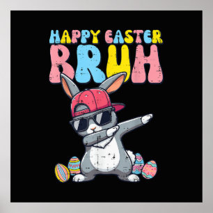 Póster Feliz Pascua Bruh Conejo Dab Bailarín Conejo