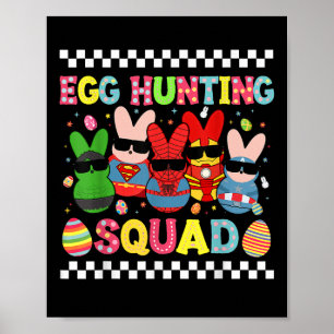 Póster Feliz Pascua Bunny Egg Hung Squad Crew Family B