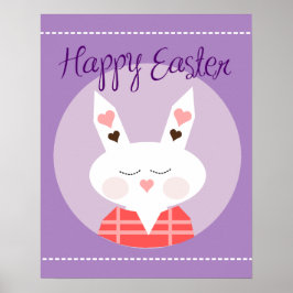 Póster Feliz Pascua Bunny Purple
