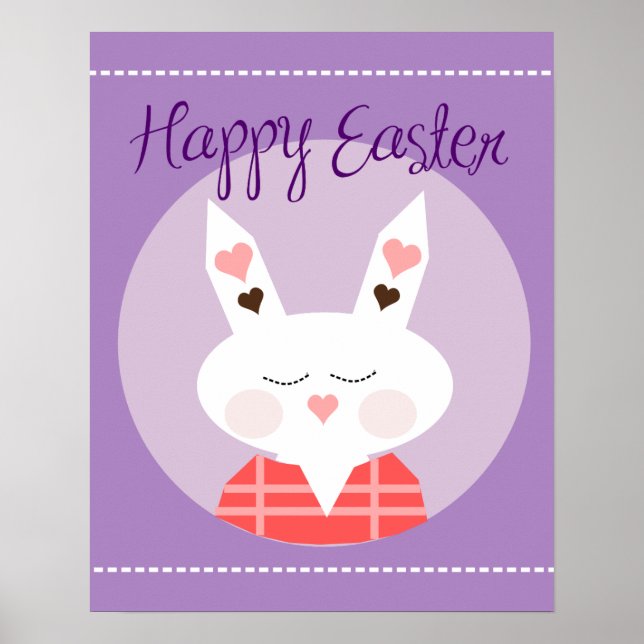 Póster Feliz Pascua Bunny Purple (Frente)