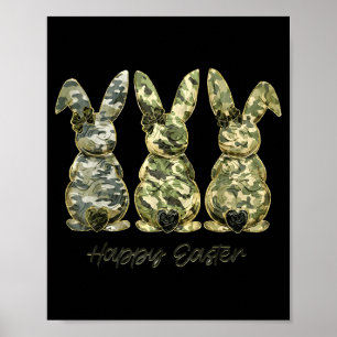 Póster Feliz Pascua Camuflaje Conejito Conejo Coqueta Laz