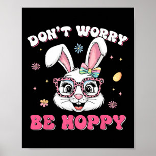 Póster Feliz Pascua Cara de Conejo Groovy No te preocupes