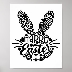 Póster Feliz Pascua, Cara de Conejo Hombres Mujeres Niños
