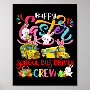 Póster Feliz Pascua Conductor de Autobús Escolar Tripulac