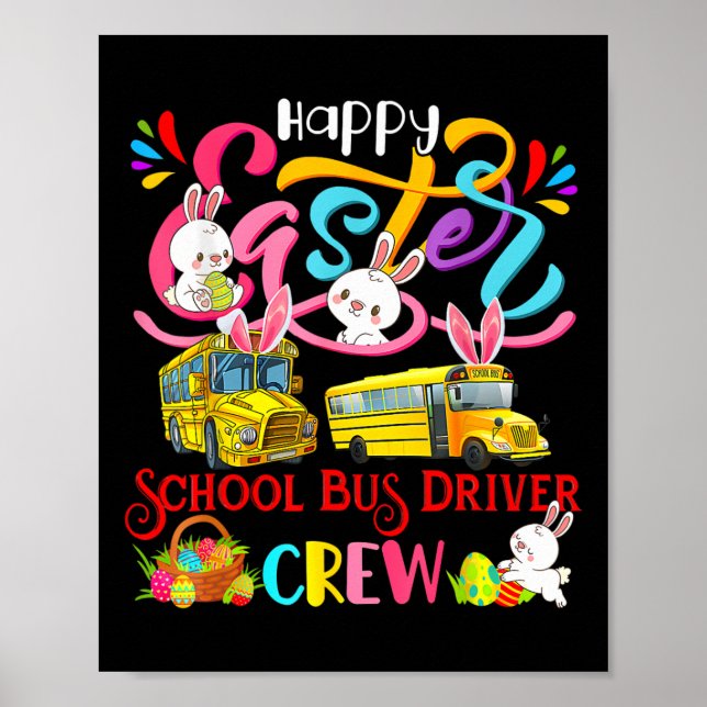 Póster Feliz Pascua Conductor de Autobús Escolar Tripulac (Frente)