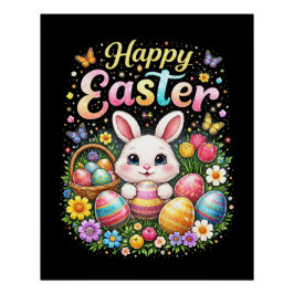 Póster Feliz Pascua Conejito