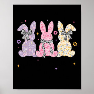 Póster Feliz Pascua Conejito Coqueto Lazo Mujeres Niños G