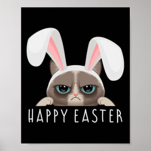 Póster Feliz Pascua Conejo Divertido Pajama Vestido Gato