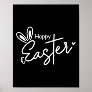 Póster Feliz Pascua Cristiana Cruz de Pascua Conejo de Pa