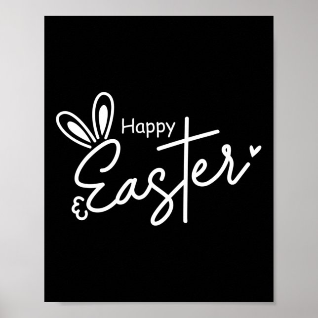 Póster Feliz Pascua Cristiana Cruz de Pascua Conejo de Pa (Frente)