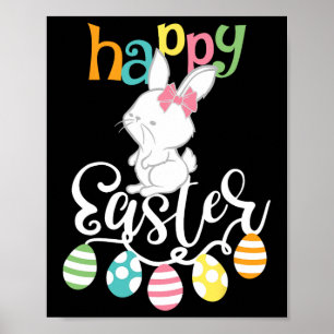 Póster Feliz Pascua diciendo Egg Groovy conejo conejo niñ