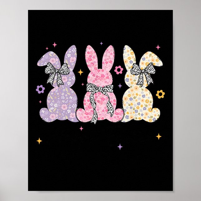 Póster Feliz Pascua, dulce conejo, coqueta, chicas, chica (Frente)