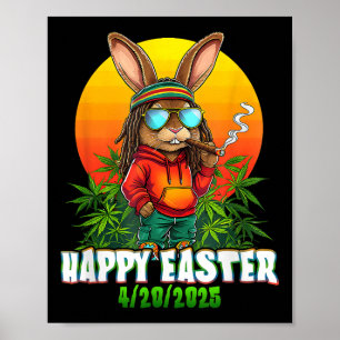 Póster Feliz Pascua Funny Fumar Pascua Bunny Rabb