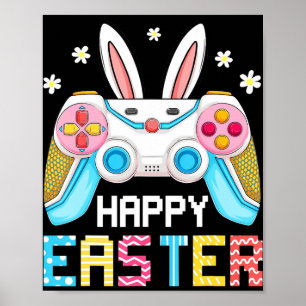 Póster Feliz Pascua Gamer Video Juego Día de Pascua Chico