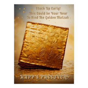 Póster ¡Feliz Pascua! Golden Matzah