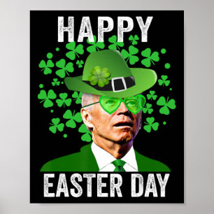 Póster Feliz Pascua Graciosa Joe Biden Heart Gles St Patr