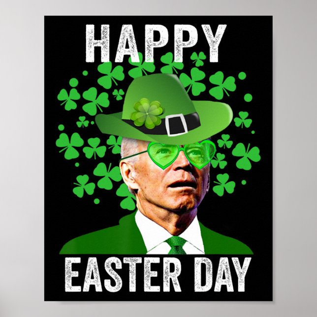Póster Feliz Pascua Graciosa Joe Biden Heart Gles St Patr (Frente)