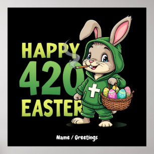Póster Feliz Pascua Gracioso Diseño Conejo de Pascua