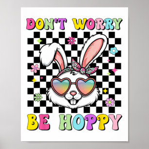 Póster Feliz Pascua Groovy Bunny Face, no te preocupes po