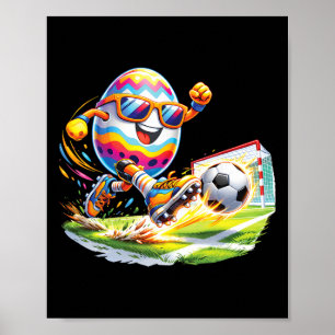 Póster Feliz Pascua Huevos Jugando Fútbol Amantes Niños C