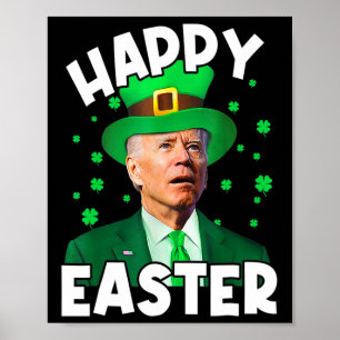 Póster Feliz Pascua Joe Biden St Patricks Day Leprechaun