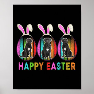 Póster Feliz Pascua Lindo Conejito Amante de Perros Cane 