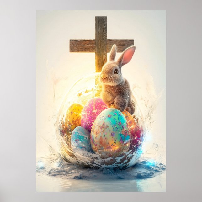 Póster Feliz Pascua, Poster religioso de la cruz conyugal (Frente)