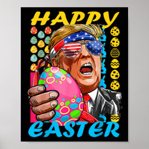 Póster Feliz Pascua Trump Bandera Bunny Patriótica
