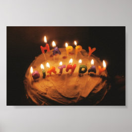 Póster Feliz pastel de cumpleaños con velas