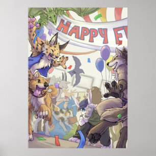 Póster Feliz peluche con poster